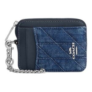 Retail $150 Coach Quilted Denim Zip Card Case with Chain Wristlet – NWT